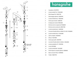 RECAMBIOS BATERIA AMERICANA LAVABO 90 VIVENIS HANSGROHE
